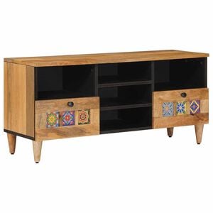 vidaXL TV-kast met lade Naturel 100 x 33 x 46 cm Massief Mango Hout