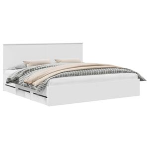 vidaXL Bedframe met lade met opslag Wit 200 x 200 cm Ingenieurshout