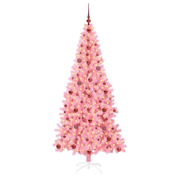 vidaXL Kerstboom met 300 LED met standaard Roze 210 cm PVC