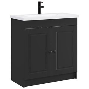 vidaXL Badkamermeubelset Zwart 56 x 37,5 x 81 cm Bewerkt hout