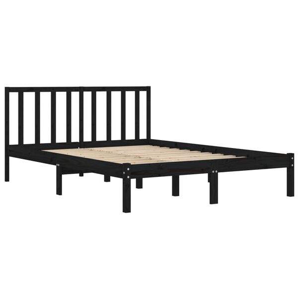 vidaXL Bedframe massief grenenhout zwart 140x190 cm