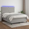 vidaXL Boxspring met matras en LED stof lichtgrijs 140x200 cm