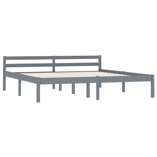 vidaXL Bedframe met 4 lades massief grenenhout grijs 180x200 cm