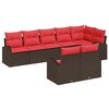 vidaXL Tuinbankenset 8 st Bruin en Rood poly rattan
