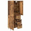 vidaXL Hoge kast met lade Oud Hout 69,5 x 34 x 180 cm Bewerkt hout