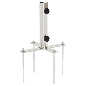 vidaXL Parasolvoet met grondpennen voor &Oslash;32-38 mm staal zilverkleurig