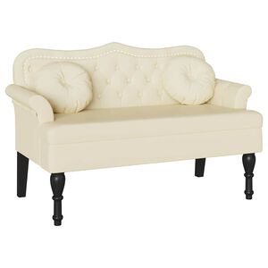 vidaXL Chesterfield Bank Cr&egrave;me 120,5 x 65 x 75 cm Nep Leer