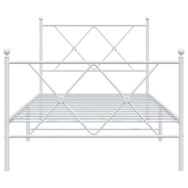 vidaXL Bedframe met hoofd- en voeteneinde metaal wit 90x190 cm
