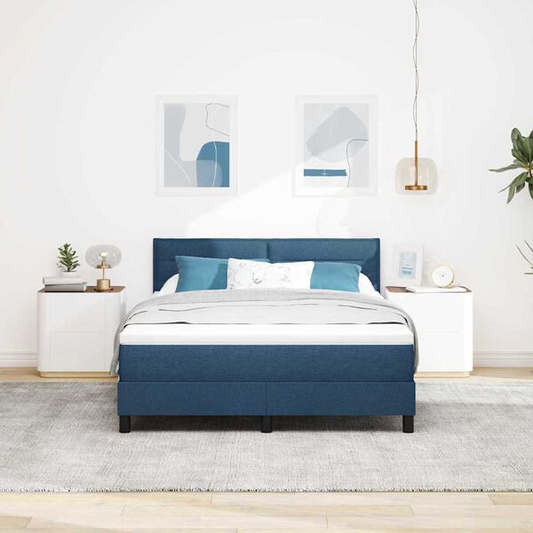 vidaXL Boxspring bed met matras met LED Blauw 140 x 200 cm Stof