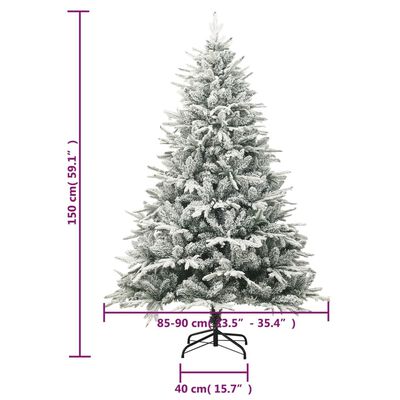 vidaXL Kunstkerstboom met sneeuwvlokken 150 cm PVC en PE groen
