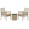 vidaXL Tuin Bistro Set 3 pcs Beige Poly riet