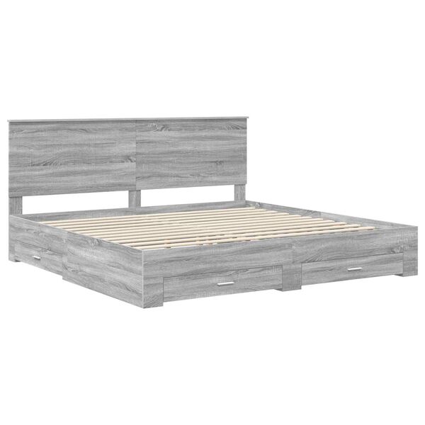 vidaXL Bedframe met hoofdeinde Grijs Sonoma 200 x 200 cm Bewerkt hout