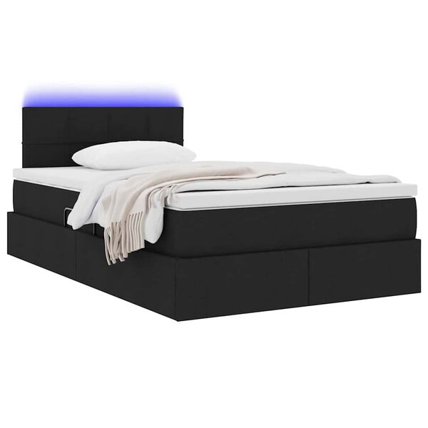 vidaXL Opbergbed met LED met matras met LED Zwart 120 x 190 cm Stof