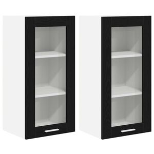 vidaXL Hangkast 2 st Zwart Eiken Bewerkt hout
