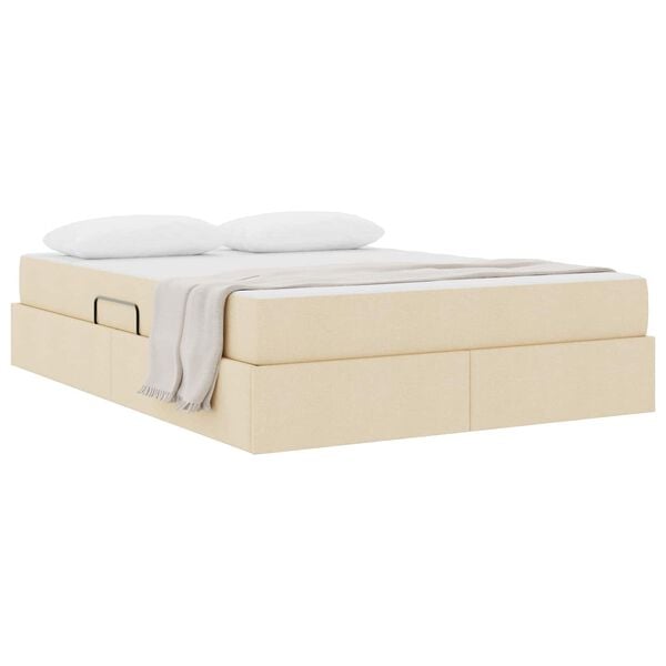 vidaXL Opbergbed met matras met matras Cr&egrave;me 140 x 200 cm Polyester