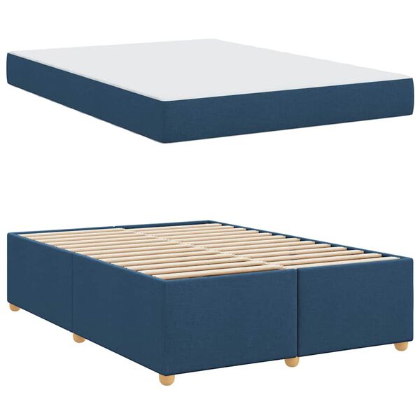 vidaXL Bedframe met matras Blauw 140 x 200 cm Stof