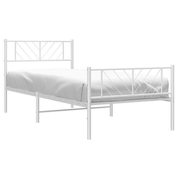 vidaXL Bedframe met hoofd- en voeteneinde metaal wit 75x190 cm