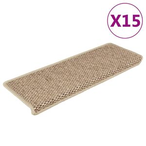 vidaXL Trapmatten zelfklevend 15 st sisal-look 65x21x4 cm zandkleurig