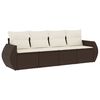 vidaXL 4-delige Loungeset met kussens poly rattan bruin