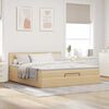 vidaXL Ottoman bed met matras en LED's 160x200cm stof cr&egrave;mekleurig