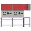 vidaXL Werkkast set met plank met opslag met slot 10 pcs Rood en Grijs