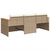 vidaXL Tuinbank 3-zits met kussens poly rattan beige