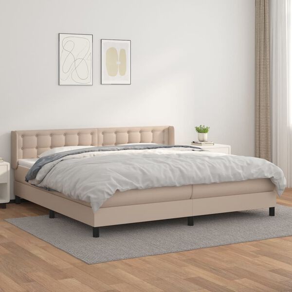 vidaXL Boxspring met matras kunstleer cappuccinokleurig 200x200 cm