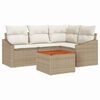 vidaXL Tuinbankenset met kussen 5 pcs Beige poly rattan