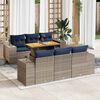 vidaXL 7-delige Loungeset met kussens poly rattan grijs