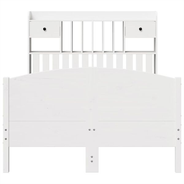 vidaXL Bed met boekenkast zonder matras grenenhout wit 135x190 cm