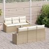 vidaXL Bankstel met kussen met opslag 7 pcs Beige en Cr&egrave;me poly rattan