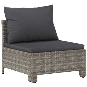 vidaXL Tuinbank midden met kussen grijs poly rattan