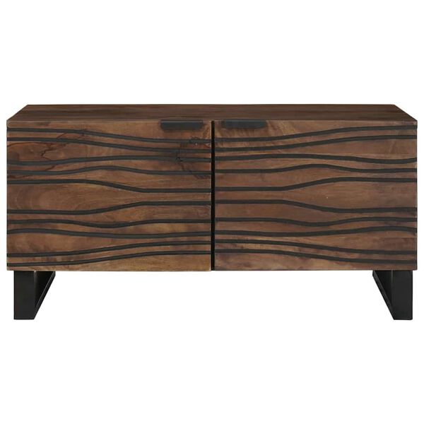 vidaXL Salontafel Bruin en zwart 80 x 50 x 40 cm Massief acaciahout