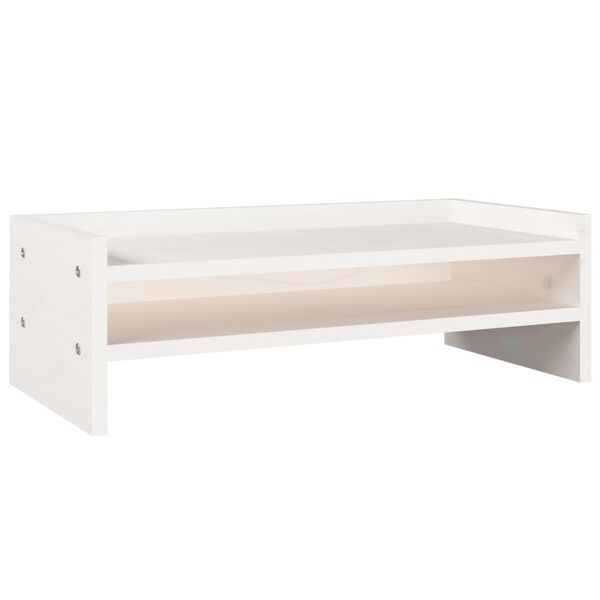 vidaXL Monitorstandaard 50x24x16 cm massief grenenhout wit
