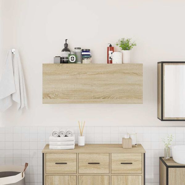 vidaXL Badkamerwandkast 100x25x40 cm bewerkt hout sonoma eikenkleurig