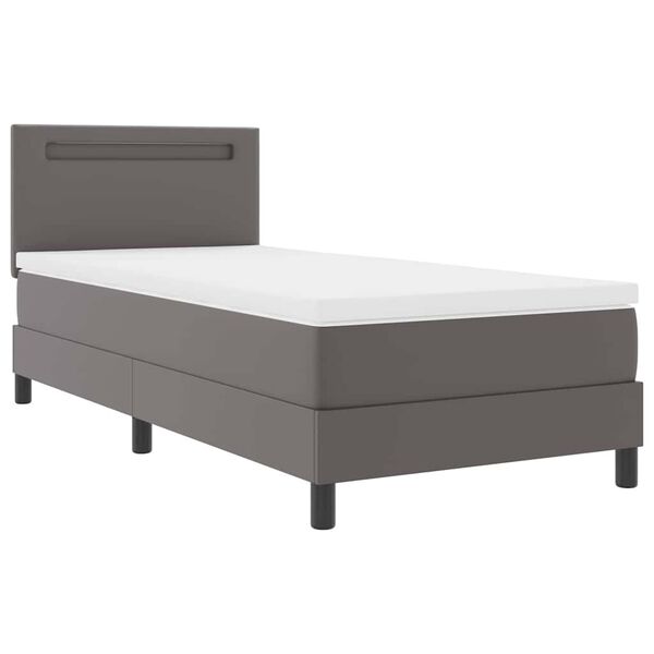 vidaXL Boxspringbed met matras Grijs 90 x 190 cm Kunstleer
