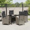 vidaXL Tuin eettafelset met kussen 5 pcs Grijs poly rattan