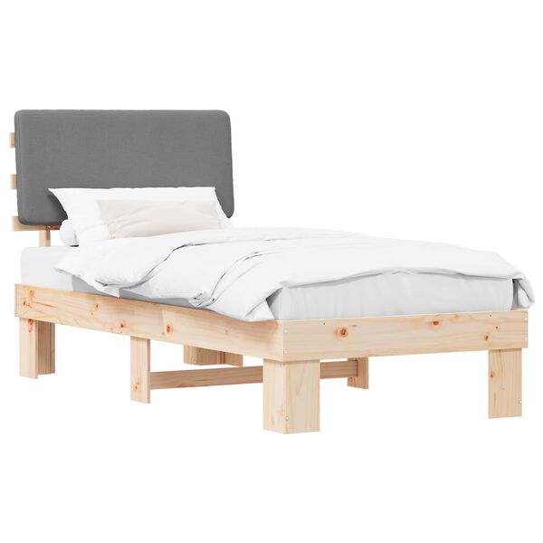 vidaXL Bedframe met Gevoerd Hoofdgedeelte Lichtgrijs 90 x 200 cm