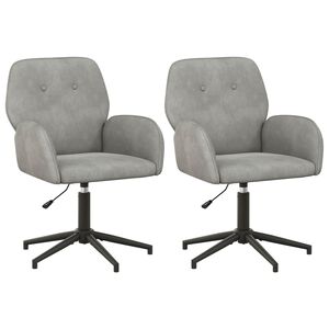 vidaXL Draaiende Bureaustoelen 2 st 54 x 55 x 90 cm Lichtgrijs fluweel