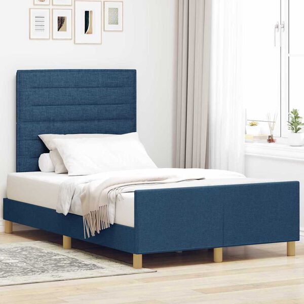 vidaXL Bedframe met hoofdeinde Blauw 120 x 190 cm Stof