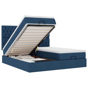 vidaXL Ottoman bed met matrassen en LED's 180x200cm stof blauw