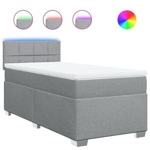 vidaXL Boxspring met matras stof lichtgrijs 80x200 cm