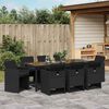vidaXL Tuin eettafelset 9 pcs Zwart poly rattan