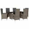 vidaXL 7-delige Tuinset met kussens poly rattan grijs