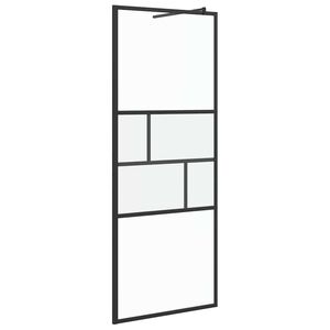 vidaXL Inloop Douche Wand Zwart 80 x 195 x 0,5 cm Glas en Aluminium