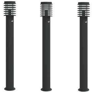 vidaXL Buitenvloerlampen 3 st met sensors 110 cm roestvrijstaal zwart
