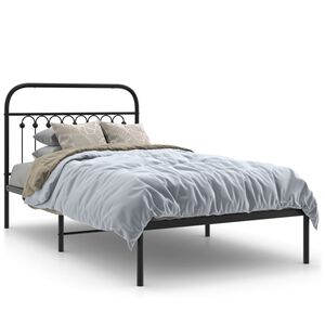 vidaXL Bedframe met hoofdbord metaal zwart 100x190 cm