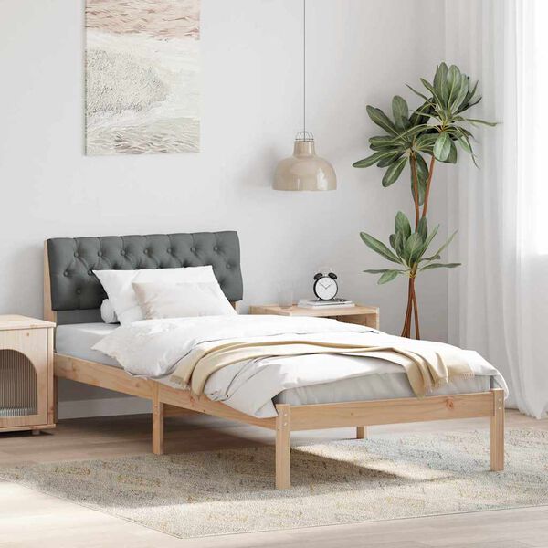 vidaXL Bedframe Bruin en donkergrijs 90 x 200 cm Massief grenenhout