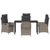 vidaXL Tuin eettafelset met kussen 5 pcs Grijs poly rattan