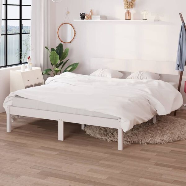 vidaXL Bedframe massief hout wit 120x190 cm